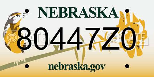 80447Z0 Nebraska License Plate