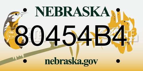 80454B4 Nebraska License Plate