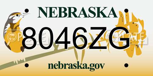 8046ZG Nebraska License Plate