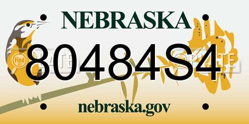 80484S4 Nebraska License Plate