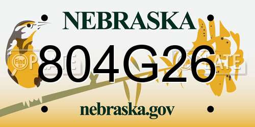 804G26 Nebraska License Plate
