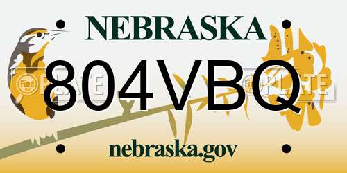 804VBQ Nebraska License Plate