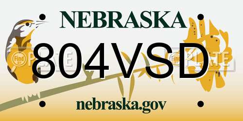 804VSD Nebraska License Plate