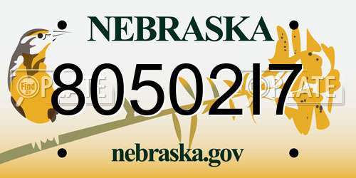 80502I7 Nebraska License Plate