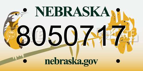 8050717 Nebraska License Plate