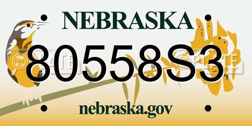 80558S3 Nebraska License Plate