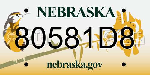 80581D8 Nebraska License Plate
