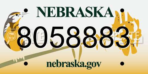 8058883 Nebraska License Plate