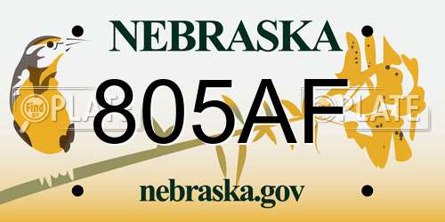 805AF Nebraska License Plate