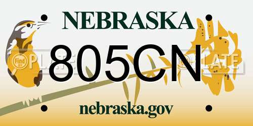 805CN Nebraska License Plate
