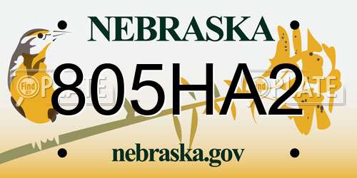 805HA2 Nebraska License Plate