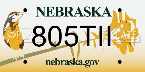 805TII Nebraska License Plate