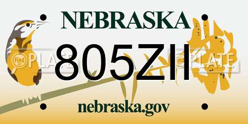 805ZII Nebraska License Plate