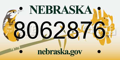 8062876 Nebraska License Plate