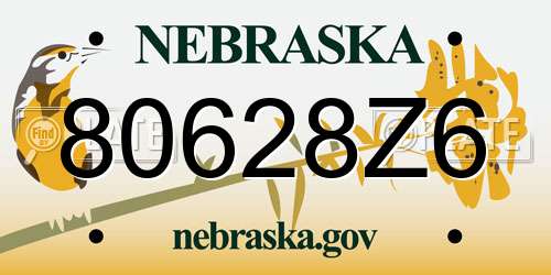 80628Z6 Nebraska License Plate