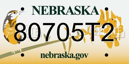 80705T2 Nebraska License Plate