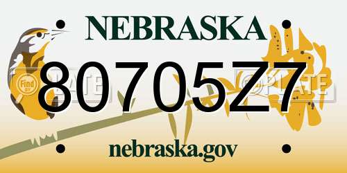 80705Z7 Nebraska License Plate