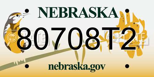 80708T2 Nebraska License Plate