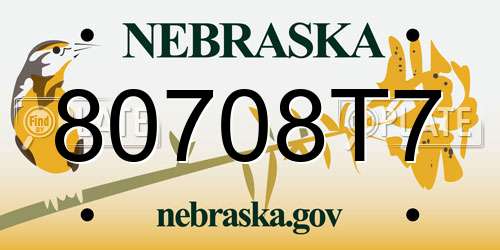 80708T7 Nebraska License Plate