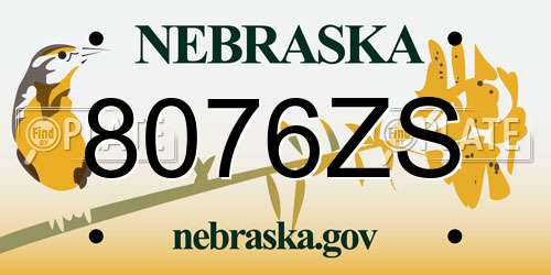 8076ZS Nebraska License Plate