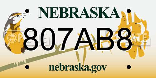 807AB8 Nebraska License Plate