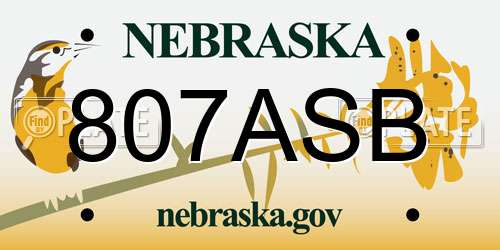 807ASB Nebraska License Plate