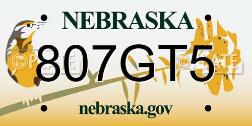 807GT5 Nebraska License Plate
