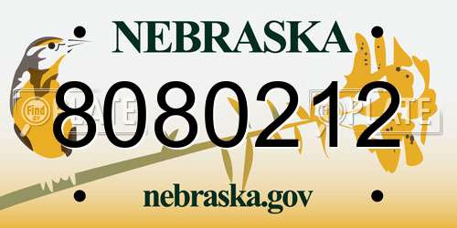 8080212 Nebraska License Plate