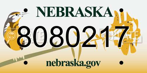 8080217 Nebraska License Plate