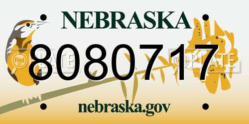 8080717 Nebraska License Plate