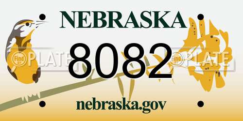 8082 Nebraska License Plate