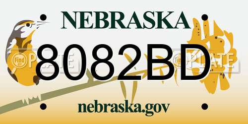 8082BD Nebraska License Plate