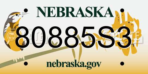 80885S3 Nebraska License Plate