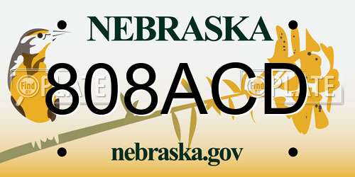 808ACD Nebraska License Plate