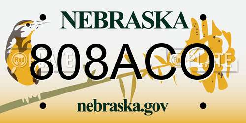808ACO Nebraska License Plate