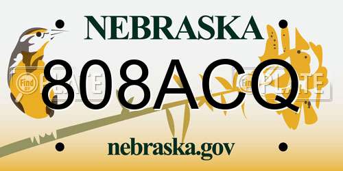 808ACQ Nebraska License Plate
