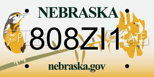 808ZI1 Nebraska License Plate