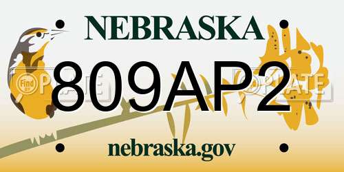 809AP2 Nebraska License Plate
