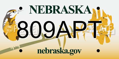 809APT Nebraska License Plate