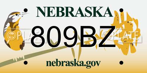 809BZ Nebraska License Plate