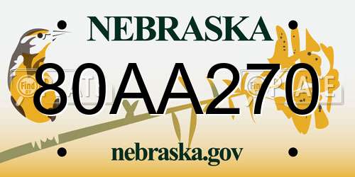80AA270 Nebraska License Plate