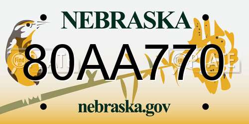 80AA770 Nebraska License Plate