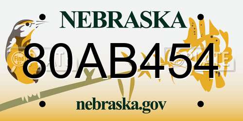 80AB454 Nebraska License Plate