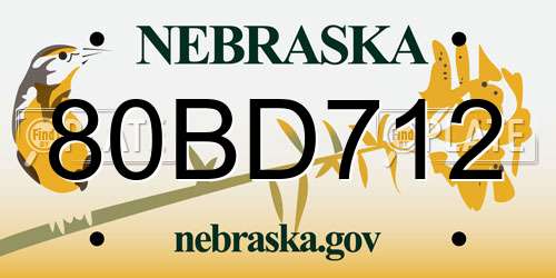 80BD712 Nebraska License Plate
