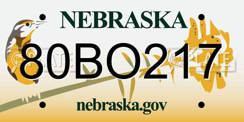 80BO217 Nebraska License Plate
