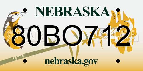 80BO712 Nebraska License Plate