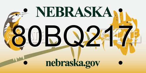 80BQ217 Nebraska License Plate