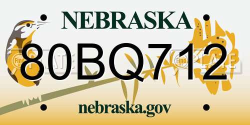 80BQ712 Nebraska License Plate