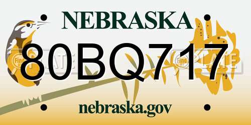 80BQ717 Nebraska License Plate