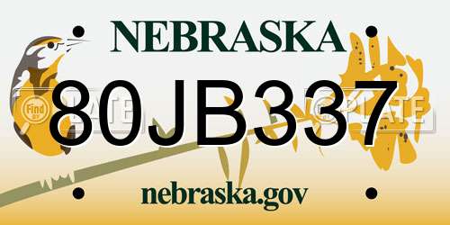80JB337 Nebraska License Plate